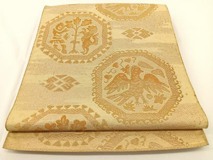 平和屋着物◎六通柄 本袋帯 鳥獣 金糸 BAAV2704hj