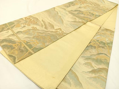 平和屋着物◎西陣 六通柄 京袋帯 浜松文 金糸 正絹 逸品 BAAV2705hj