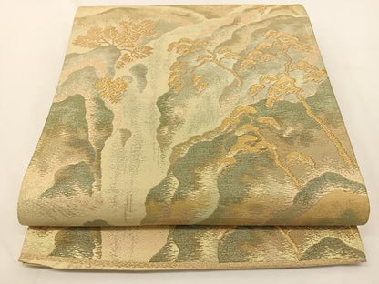 平和屋着物◎西陣 六通柄 京袋帯 浜松文 金糸 正絹 逸品 BAAV2705hj