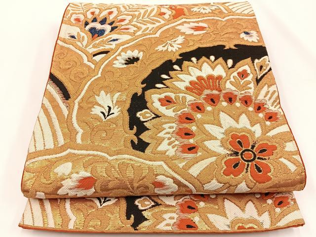 平和屋着物◎六通柄袋帯 宝相華 金糸 正絹 逸品 BAAV2712hj