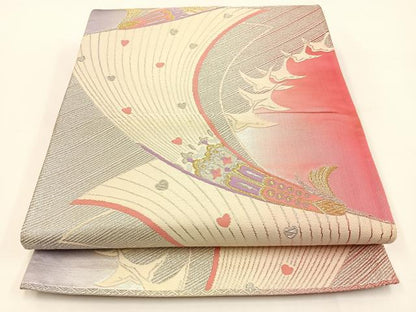 平和屋着物◎六通柄袋帯　鳳凰　金銀糸　引箔　正絹　逸品　BAAV2729hj