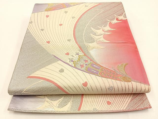 平和屋着物◎六通柄袋帯　鳳凰　金銀糸　引箔　正絹　逸品　BAAV2729hj