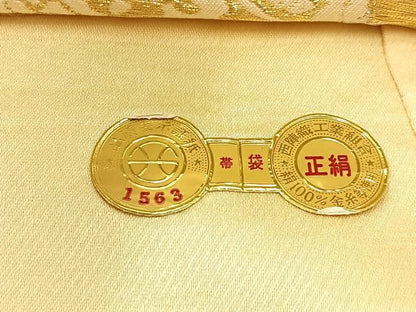 平和屋着物◎西陣　六通柄袋帯　花絵皿　金銀糸　証紙付き　正絹　逸品　BAAV2732hj
