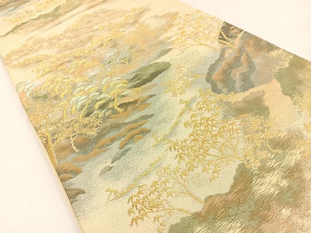 平和屋着物◎西陣 六通柄袋帯 渡舟風景文 金糸 正絹 逸品 BAAV2736hj