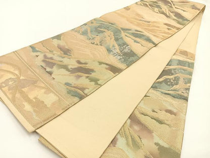 平和屋着物◎六通柄袋帯 重ね山文 金銀糸 引箔 正絹 逸品 BAAV2742hj