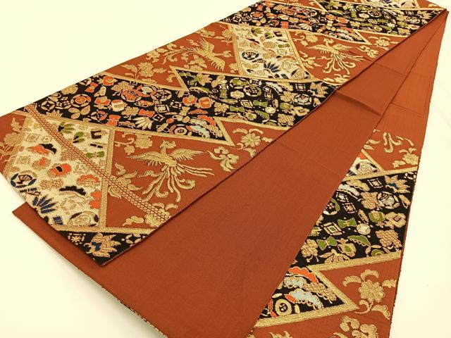 平和屋着物◎六通柄 京袋帯 鳳凰 宝尽くし 金糸 正絹 逸品 BAAV2744hj