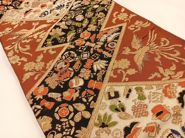 平和屋着物◎六通柄 京袋帯 鳳凰 宝尽くし 金糸 正絹 逸品 BAAV2744hj