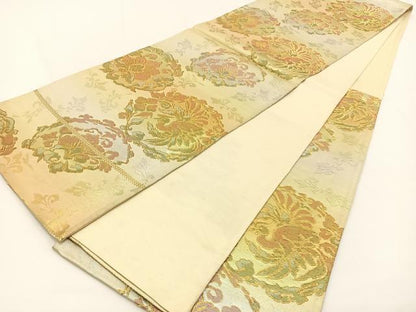 平和屋着物◎六通柄袋帯　鳳凰更紗花丸文　金銀糸　引箔　正絹　逸品　BAAV2747hj