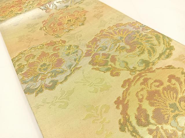 平和屋着物◎六通柄袋帯　鳳凰更紗花丸文　金銀糸　引箔　正絹　逸品　BAAV2747hj