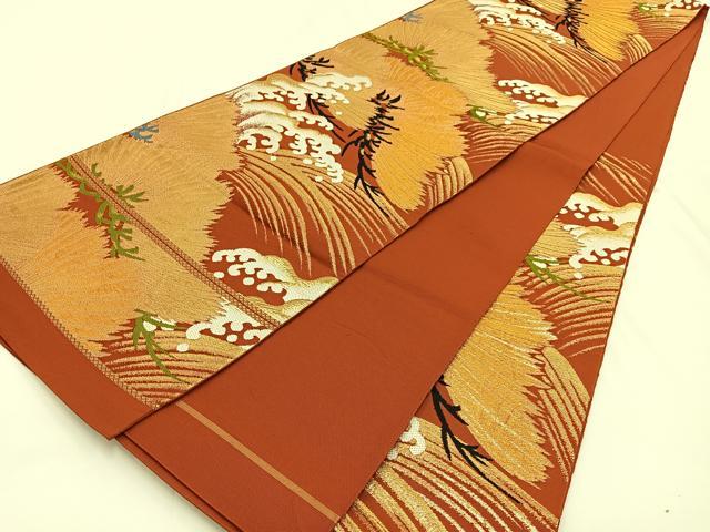 平和屋着物◎西陣 六通柄 本袋帯 彩 浜松文 金糸 証紙付き 正絹 逸品 BAAV2760hj