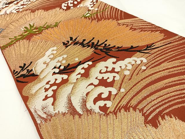 平和屋着物◎西陣 六通柄 本袋帯 彩 浜松文 金糸 証紙付き 正絹 逸品 BAAV2760hj