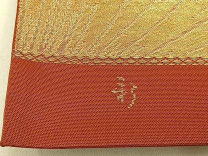 平和屋着物◎西陣 六通柄 本袋帯 彩 浜松文 金糸 証紙付き 正絹 逸品 BAAV2760hj