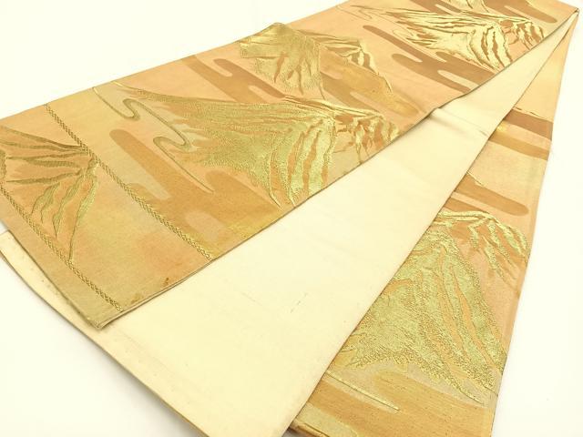 平和屋着物◎六通柄袋帯 エ霞重ね山文 金糸 引箔 正絹 逸品 BAAV2762hj