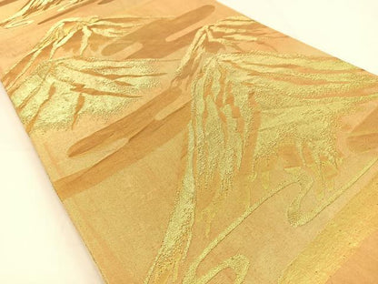 平和屋着物◎六通柄袋帯 エ霞重ね山文 金糸 引箔 正絹 逸品 BAAV2762hj