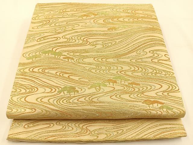 平和屋着物◎六通柄袋帯 浜松文 金銀糸 正絹 逸品 BAAV2763hj
