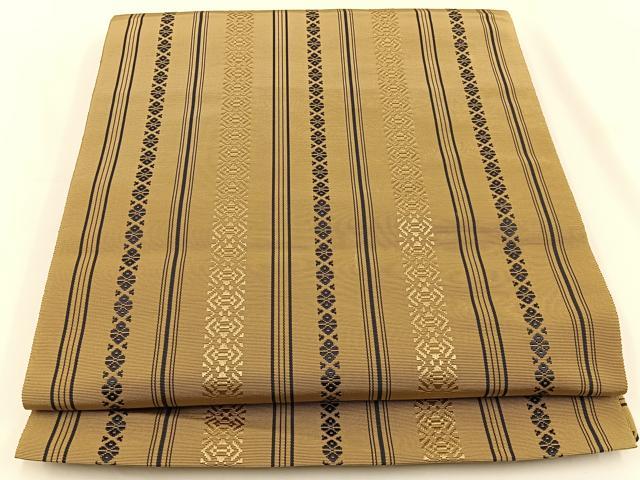 平和屋着物●本場筑前博多織 八寸名古屋帯 献上 桑染色 正絹 逸品 未使用 BAAV2769hj