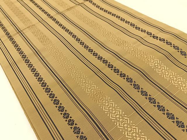 平和屋着物●本場筑前博多織 八寸名古屋帯 献上 桑染色 正絹 逸品 未使用 BAAV2769hj