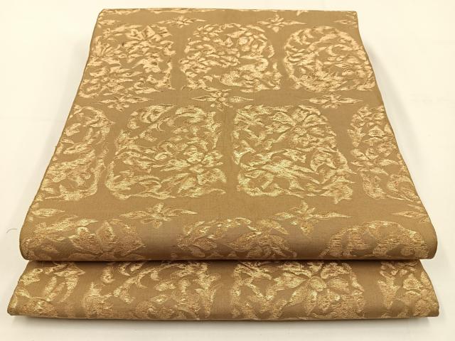 平和屋着物◎六通柄袋帯 花兎 金糸 正絹 逸品 BAAV2778hj