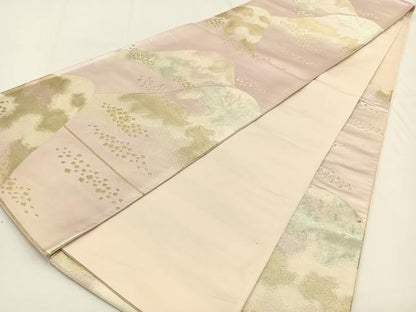 平和屋着物◎六通柄袋帯 重ね山文 金銀糸 正絹 逸品 BAAV2795hj