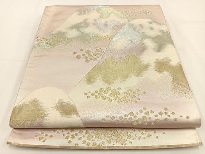 平和屋着物◎六通柄袋帯 重ね山文 金銀糸 正絹 逸品 BAAV2795hj