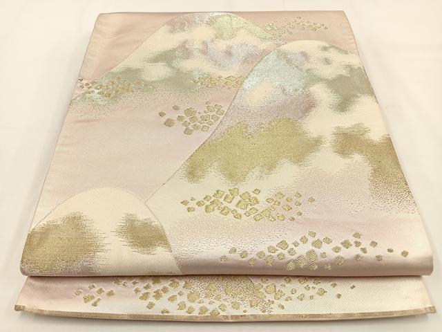 平和屋着物◎六通柄袋帯 重ね山文 金銀糸 正絹 逸品 BAAV2795hj