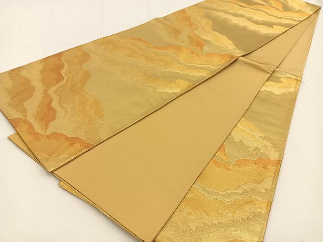 平和屋着物◎六通柄袋帯 霞文 金糸 引箔 正絹 逸品 BAAV2796hj