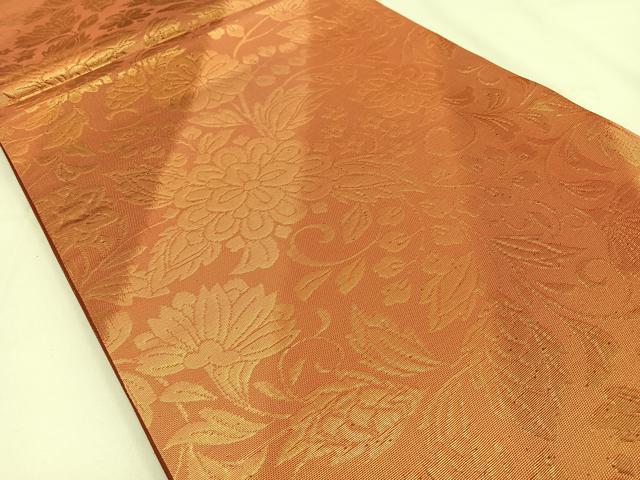 平和屋着物◎両面 全通柄袋帯 更紗花唐草文 金糸 正絹 逸品 未使用 BAAV2799hj