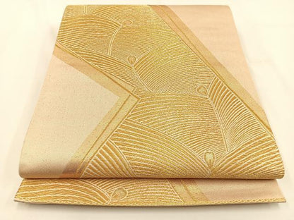 平和屋着物◎六通柄袋帯 松葉 金糸 正絹 逸品 BAAV2802hj