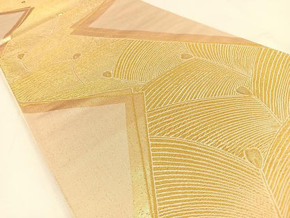 平和屋着物◎六通柄袋帯 松葉 金糸 正絹 逸品 BAAV2802hj