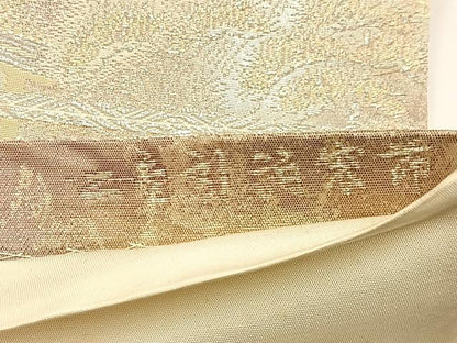 平和屋着物◎六通柄袋帯 風景文 京洛錦 金銀糸 二重引箔 正絹 逸品 BAAV2804hj