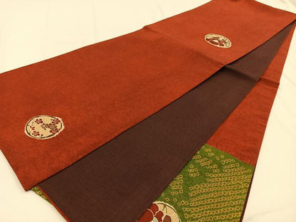 平和屋着物◎六通柄袋帯 絞り 花丸文 正絹 逸品 BAAV2811hj