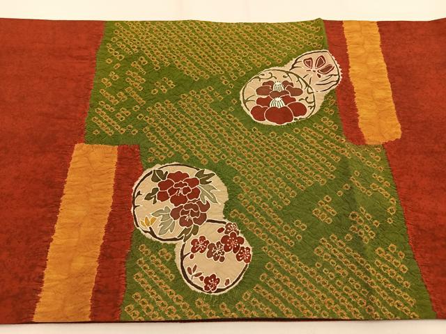 平和屋着物◎六通柄袋帯 絞り 花丸文 正絹 逸品 BAAV2811hj