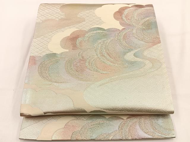 平和屋着物◎六通柄袋帯 雲重ね文 金銀糸 正絹 逸品 BAAV2841hj