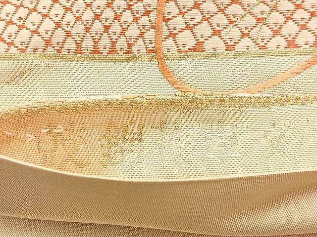 平和屋着物◎六通柄袋帯 唐織 鼓錦花車文 金糸 正絹 逸品 BAAV2842hj