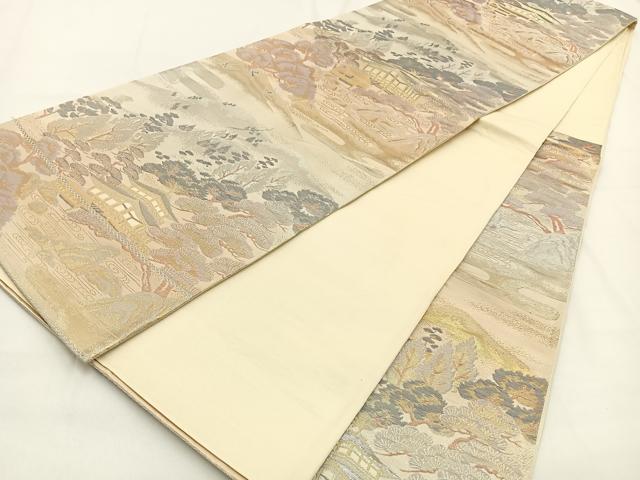 平和屋着物◎六通柄袋帯　京名所　プラチナ二重箔　正絹　逸品　BAAV2855hj