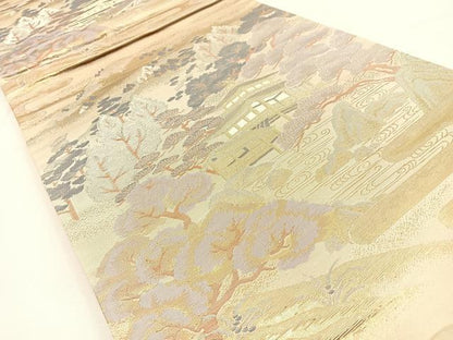 平和屋着物◎六通柄袋帯　京名所　プラチナ二重箔　正絹　逸品　BAAV2855hj