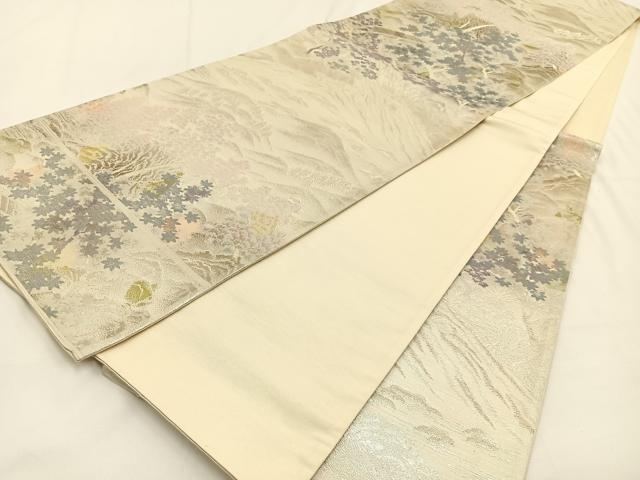 平和屋着物◎六通柄袋帯 高雄 渡橋風景文 金銀糸 正絹 逸品 BAAV2865hj