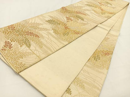 平和屋着物◎六通柄袋帯 草葉文 金銀糸 正絹 逸品 BAAV2866hj