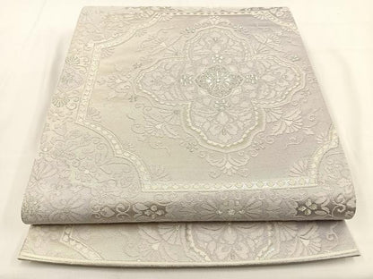 平和屋着物◎六通柄袋帯　宝相華　銀糸　正絹　逸品　BAAV2898hj
