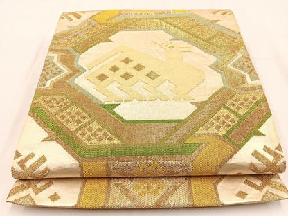 平和屋着物◎六通柄袋帯　有栖川　金糸　正絹　逸品　BAAV2907hj