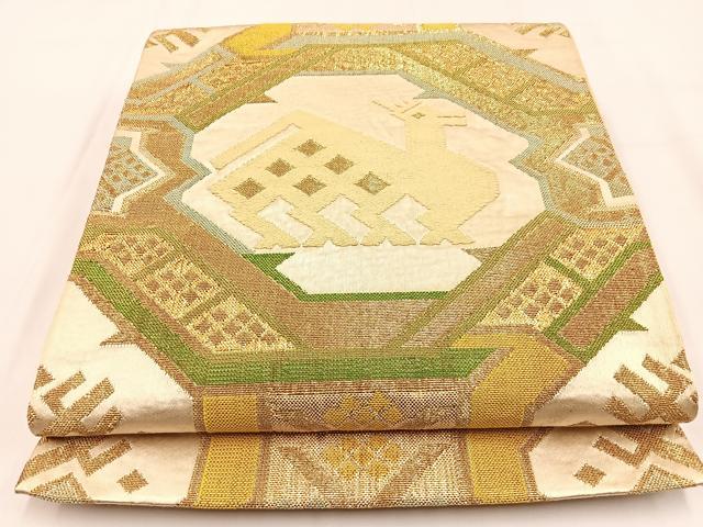 平和屋着物◎六通柄袋帯　有栖川　金糸　正絹　逸品　BAAV2907hj