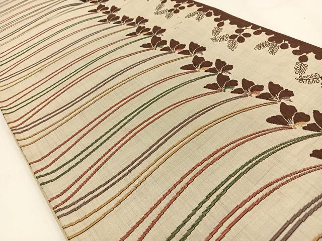 平和屋着物◎六通柄袋帯 陶漆 舞蝶文 正絹 逸品 BAAV2909hj