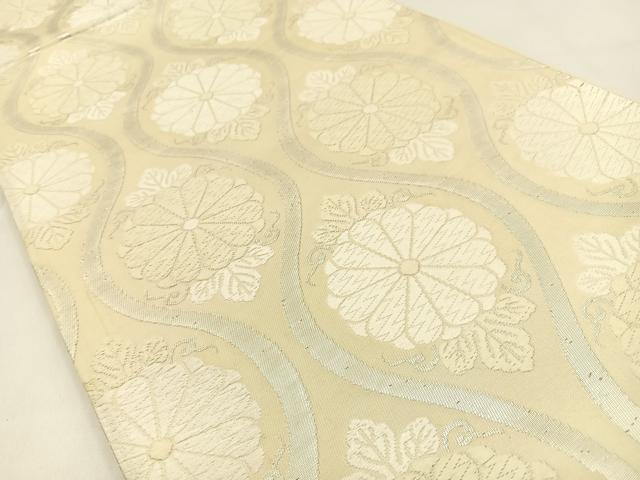 平和屋着物◎六通柄袋帯　唐織　立涌菊文　銀糸　正絹　逸品　BAAV2922hj