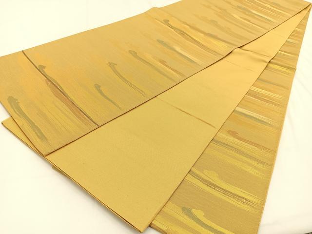 平和屋着物◎全通柄袋帯　立波文　金糸　正絹　逸品　BAAV2923hj