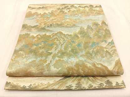 平和屋着物◎六通柄　本袋帯　風景文　金銀糸　正絹　逸品　BAAV2925hj