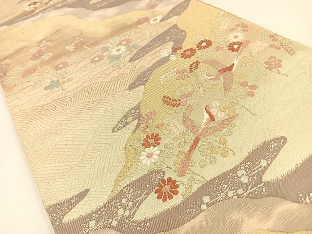 平和屋着物◎六通柄袋帯　唐織　近京更紗　花鳥文　金糸　正絹　逸品　BAAV2926hj