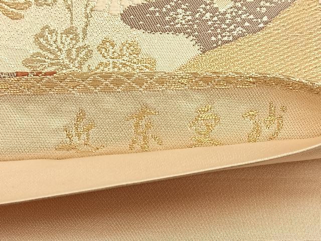 平和屋着物◎六通柄袋帯　唐織　近京更紗　花鳥文　金糸　正絹　逸品　BAAV2926hj