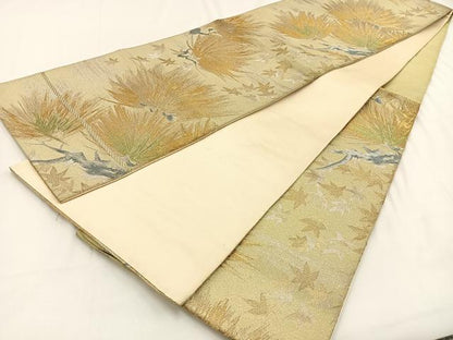 平和屋着物◎六通柄袋帯　松　金銀糸　正絹　逸品　BAAV2927hj
