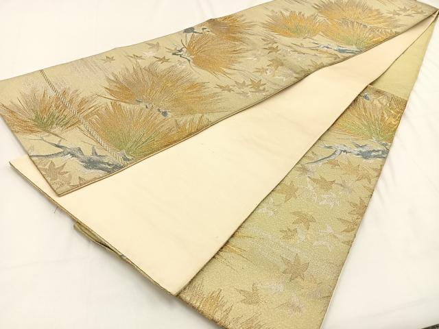 平和屋着物◎六通柄袋帯　松　金銀糸　正絹　逸品　BAAV2927hj