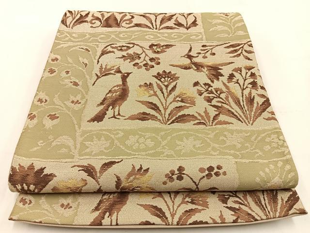 平和屋着物◎六通柄袋帯 花鳥文 金糸 BAAV2937hj